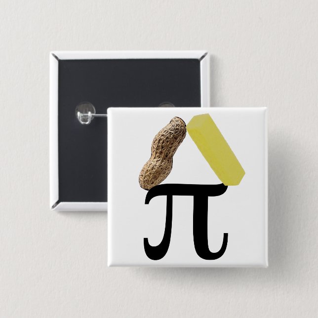 Badge Carré 5 Cm Bouton Peanut Butter Pi (Devant & derrière)