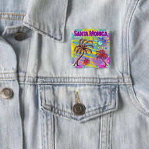 Badge Carré 5 Cm Bouton père Noël Monica Happy and Hope