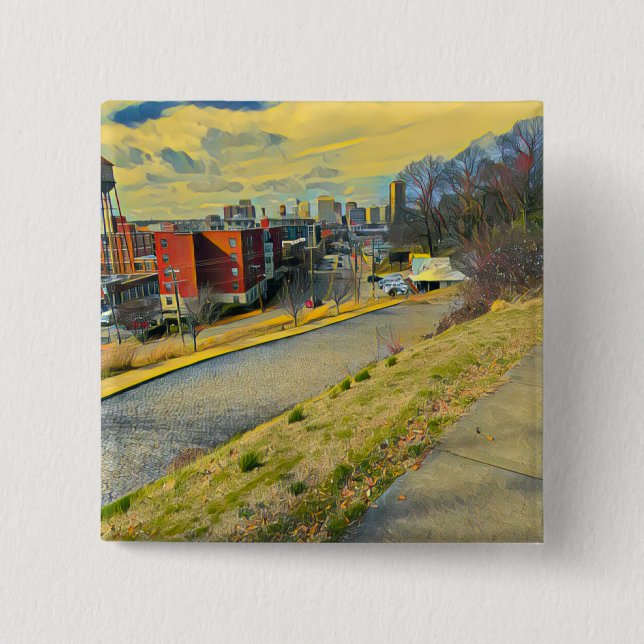 Badge Carré 5 Cm Bouton périphérie (Devant)