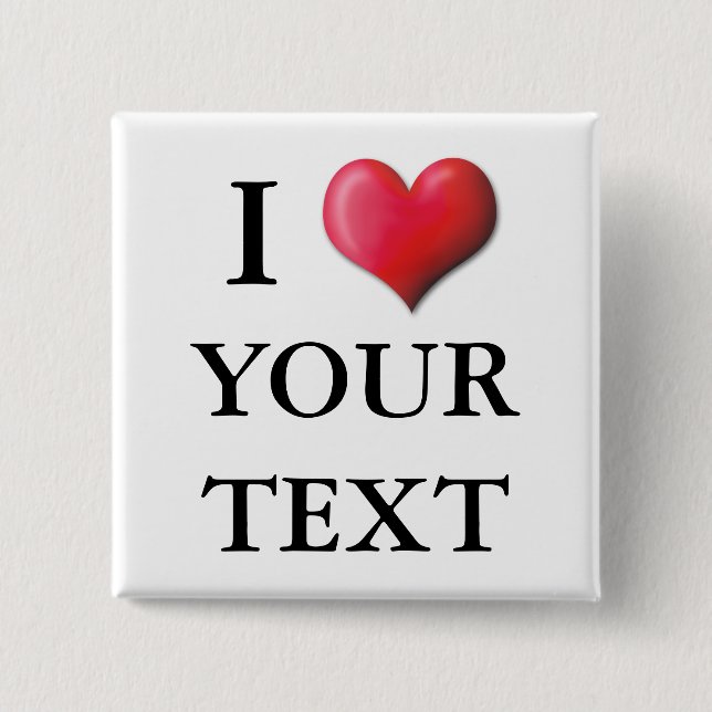 Badge Carré 5 Cm Bouton personnalisable 0002 de coeur d'I (Devant)