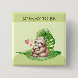 Badge Carré 5 Cm Bouton Personnalisable du Baby shower de fentes Ma