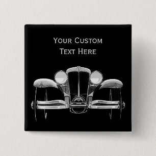 Badge Carré 5 Cm Bouton personnalisé de la voiture Vintage