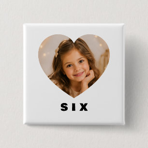 Badge Carré 5 Cm Bouton personnalisé Fille 6 ans