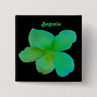 Badge Carré 5 Cm Bouton personnalisé Green Begonia