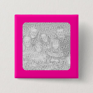 Badge Carré 5 Cm Bouton photo Carré encadré rose