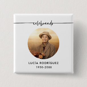Badge Carré 5 Cm Bouton photo Célébrando Espagne Funeral Memorial
