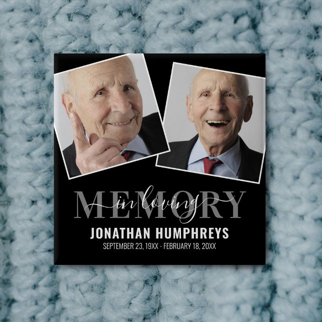 Badge Carré 5 Cm Bouton photo commémoratif funéraire (Créateur téléchargé)