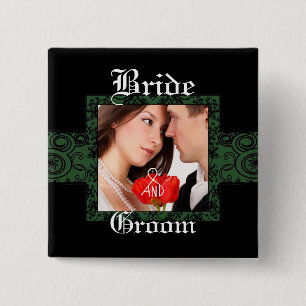 Badge Carré 5 Cm Bouton photo de la mariée et de la chambre