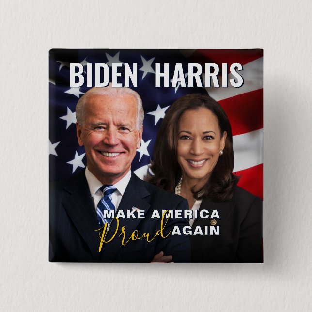 Badge Carré 5 Cm Bouton photo du drapeau Joe Biden Kamala Harris 20 (Devant)