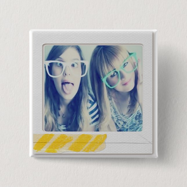 Badge Carré 5 Cm bouton photo instagram (Devant)