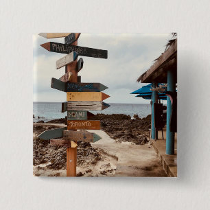 Badge Carré 5 Cm Bouton photo "Tiki Bar" de Willowcatdesigns