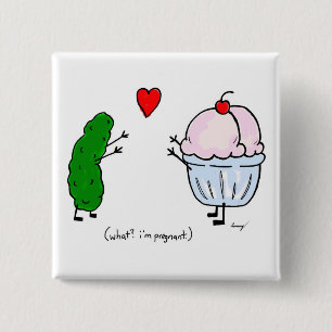 Badge Carré 5 Cm Bouton Pickle Loves Ice Cream