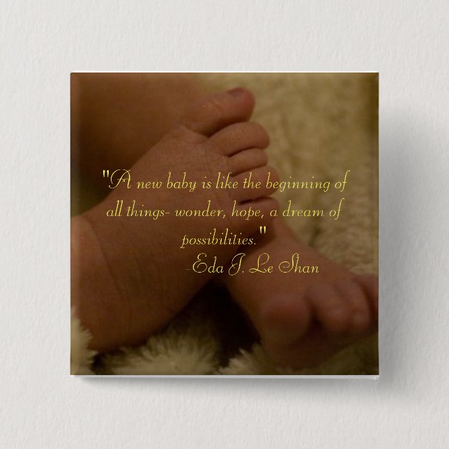 Badge Carré 5 Cm bouton pieds bébé (Devant)