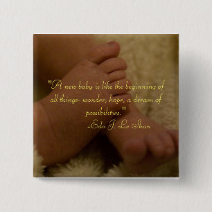 Badge Carré 5 Cm bouton pieds bébé