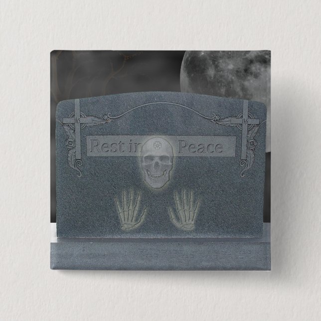 Badge Carré 5 Cm Bouton Pierre Tomb (Devant)