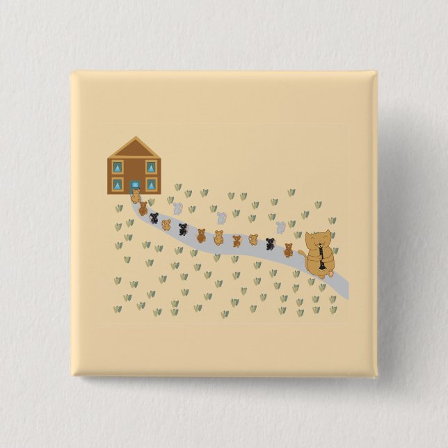 Badge Carré 5 Cm Bouton Piper de chat (Devant)