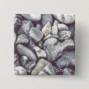 Badge Carré 5 Cm Bouton Plage Stones