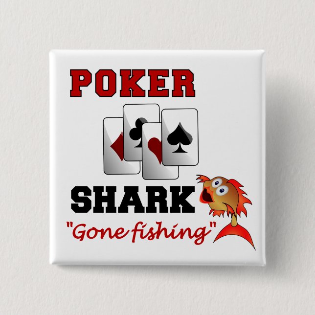 Badge Carré 5 Cm Bouton Poker Shark (Devant)