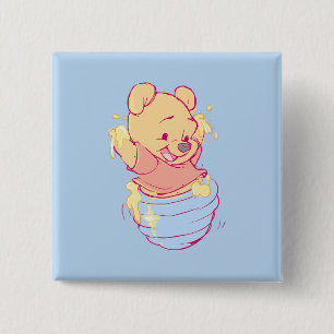 Badge Carré 5 Cm Bouton Pooh