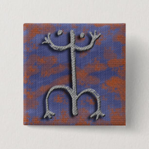 Badge Carré 5 Cm Bouton portoricain de pétroglyphe de coqui
