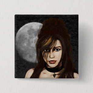 Badge Carré 5 Cm Bouton Portrait de nuit