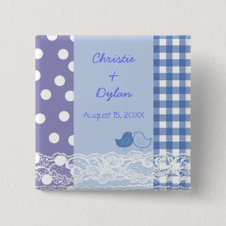 Badge Carré 5 Cm Bouton pourpre bleu de mariage de dentelle d'album