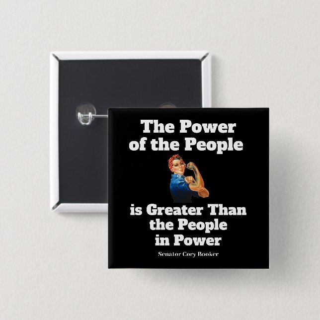Badge Carré 5 Cm Bouton Pouvoir du peuple (Devant & derrière)