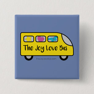 Badge Carré 5 Cm Bouton préféré d'autobus d'amour de la joie de
