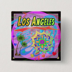 Badge Carré 5 Cm Bouton Progrès réel de Los Angeles
