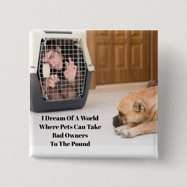 Badge Carré 5 Cm Bouton Propriétaire de l'animal de compagnie incor (Devant)