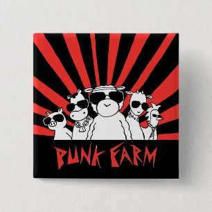 Badge Carré 5 Cm Bouton punk de ferme