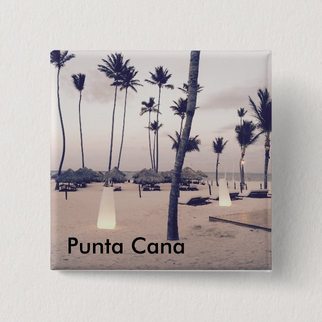 Badge Carré 5 Cm Bouton Punta Cana (Devant)