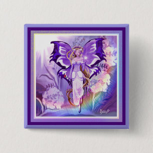 Badge Carré 5 Cm Bouton Purple Sun Fairy