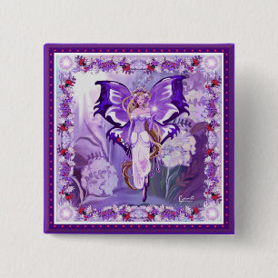 Badge Carré 5 Cm Bouton Purple Sun Fairy