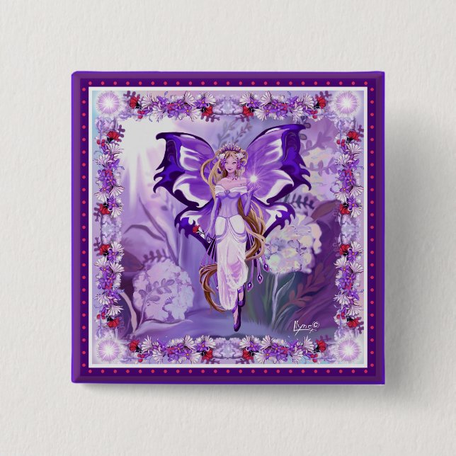 Badge Carré 5 Cm Bouton Purple Sun Fairy (Devant)