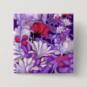 Badge Carré 5 Cm Bouton Purple Sun Fairy