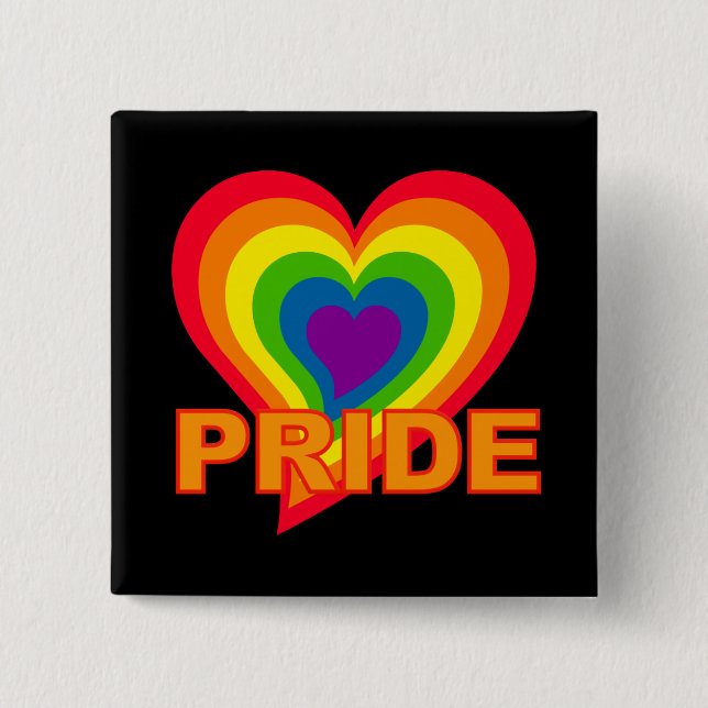 Badge Carré 5 Cm Bouton Rainbow Pride (Devant)