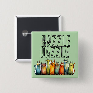 Badge Carré 5 Cm Bouton Razzle Dazzle