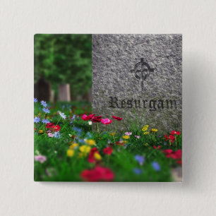 Badge Carré 5 Cm Bouton Resurgam