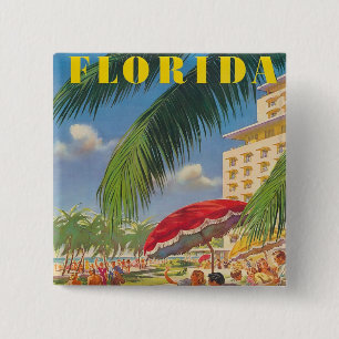 Badge Carré 5 Cm Bouton Rétro Floride