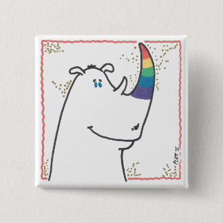 Badge Carré 5 Cm Bouton Rhinocéros Fierté