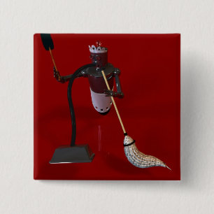 Badge Carré 5 Cm Bouton Robo Clean 2