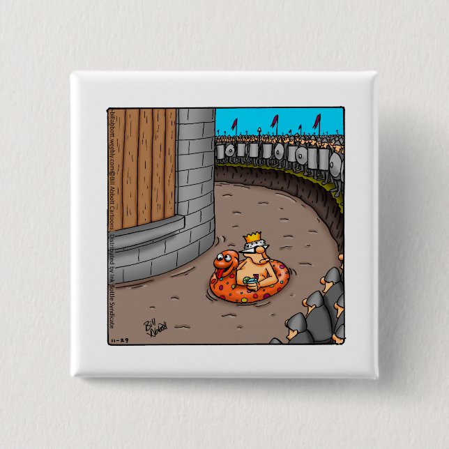 Badge Carré 5 Cm Bouton Roi Drôle De L'Humour Du Château (Devant)