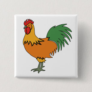 Badge Carré 5 Cm Bouton Rooster