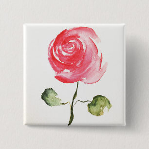 Badge Carré 5 Cm Bouton rose