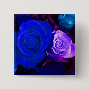 Badge Carré 5 Cm Bouton Rose bleu violet - Personnalisable