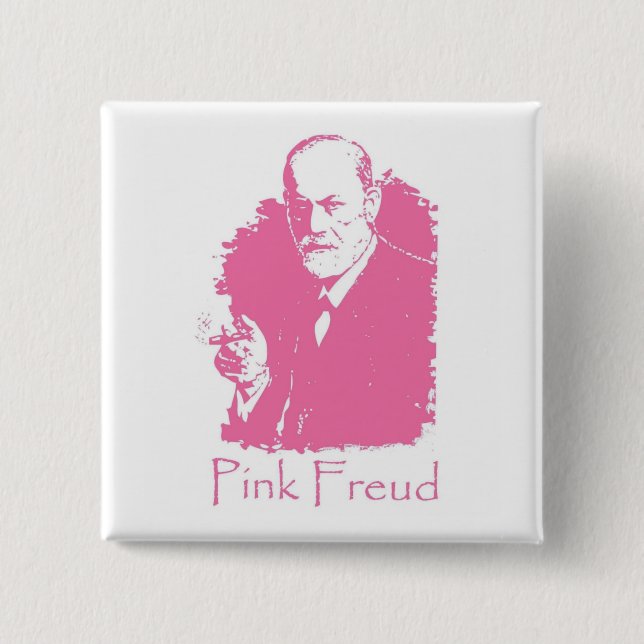 Badge Carré 5 Cm Bouton rose de Freud (Devant)