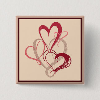 Badge Carré 5 Cm Bouton rose de Saint-Valentin de bouquet de coeur