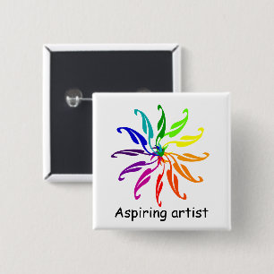 Badge Carré 5 Cm Bouton - Roue de Couleurs Feuilles