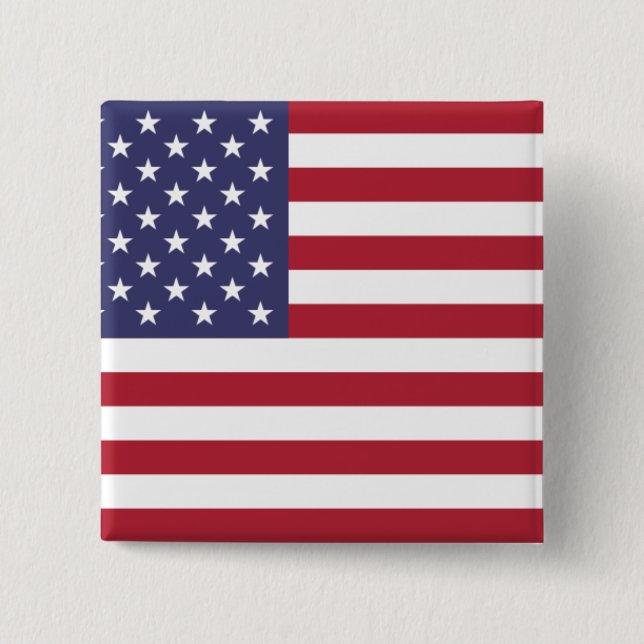 Badge Carré 5 Cm Bouton rouge blanc et bleu (Devant)